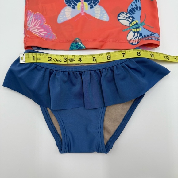 Tea Collection Girls Rash Guard Baby Swim Set 12-18 Mo Butterfly Orange Blue NWT - Picture 10 of 11